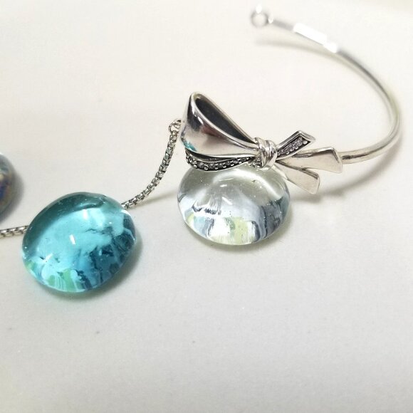 Authentic Pandora Sterling Silver Brilliant Bow Bangle Bolo Bracelet CZ Stones - Picture 4 of 5